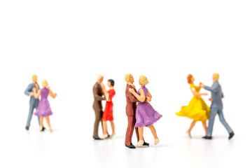 Miniature people , Couple dancing on white  background