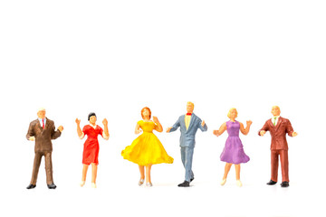 Miniature people , Couple dancing on white  background