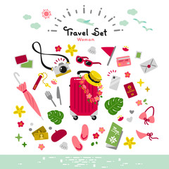 travel set / vector simple / summer, vacation