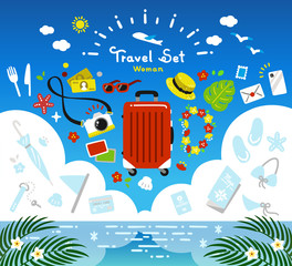 travel set / vector simple / summer, vacation