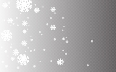 Snowflakes winter season background design with particles. White snow background. White particles dust with transparent background