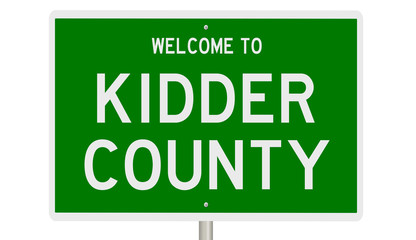 Rendering of a green 3d highway sign for Kidder County