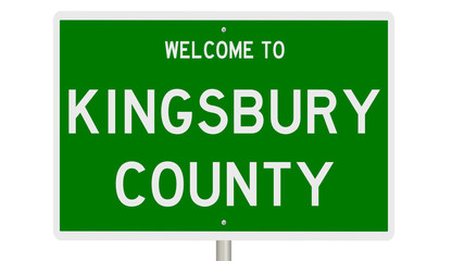 Rendering of a green 3d highway sign for Kingsbury County