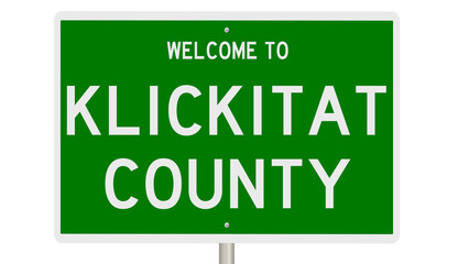 Rendering of a green 3d highway sign for Klickitat County in Washington