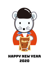 年賀状、年賀状2020、2020、ネズミ、馬術、子年、スポーツ、はがきテンプレート