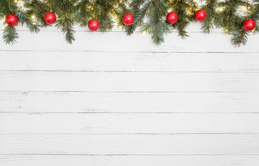 Fototapeta na wymiar Overhead of Christmas New Year holiday background