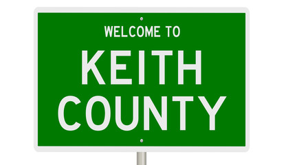 Rendering of a green 3d highway sign for Keith County