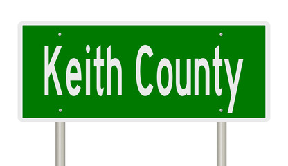 Rendering of a green 3d highway sign for Keith County - obrazy, fototapety, plakaty