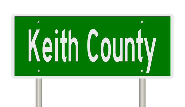 Rendering of a green 3d highway sign for Keith County