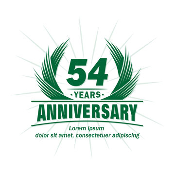 54 years logo design template. 54th anniversary vector and illustration.