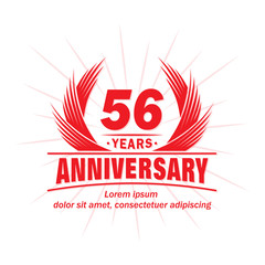 56 years logo design template. 56th anniversary vector and illustration.