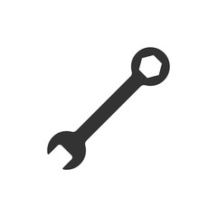 Wrench icon in flat style. Spanner key vector illustration on white isolated background. Repair equipment business concept.