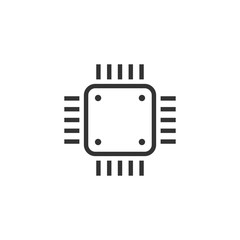 Computer cpu icon in flat style. Circuit board vector illustration on white isolated background. Motherboard chip business concept.