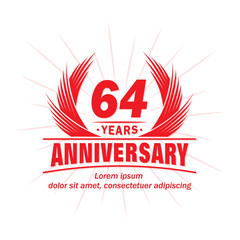 64 years logo design template. 64th anniversary vector and illustration.