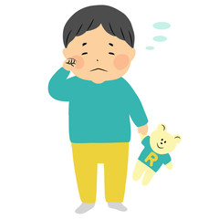お気に入りのぬいぐるみを持って眠りたい子供