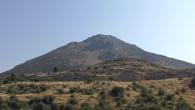 Archeological site of ancient Mycenae in Greece, panoramic view