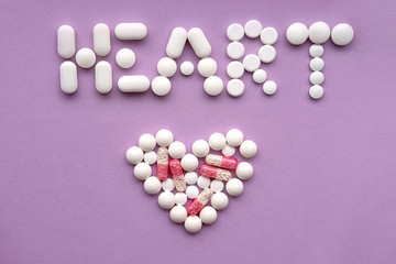 Various pills formed in the word 