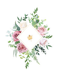 Geometric floral vector design frame