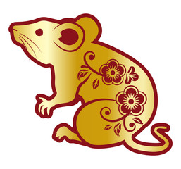 Floral patterned Rat - Chinese zodiac sign 2020 Clip art, Look left