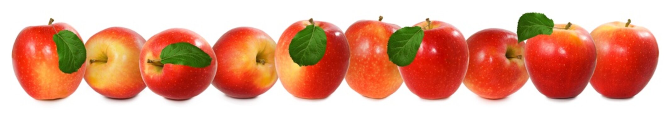 close-up isolated image of apples on a white background