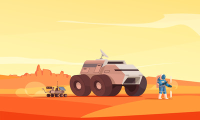 Mars Colonization Landscape Composition  © Macrovector