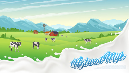 Rural Milk Splash Poster © Macrovector