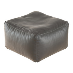 Obraz premium Square brown leather pouf on a white background. 3d rendering