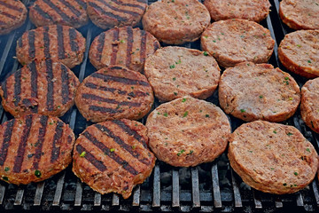 Meat cutlets fried on iron bars
