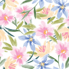 vector pastel watercolor floral seamless pattern for fabric, textile, wallpaper, clothes, skirt