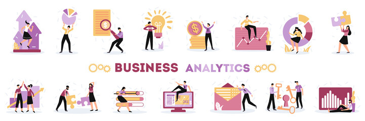 Fototapeta premium Business Analytics Flat Set