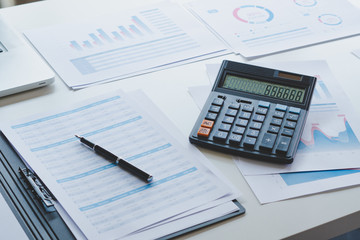 businessman working calculate data document graph chart report marketing research development  planning management strategy analysis financial accounting. Business office concept.