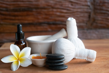 wellness Spa Concept on wooden background made from natural product.- space for text.