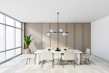 Modern beige dining room interior