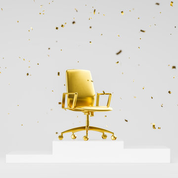 Gold Office Chair On Award Podium