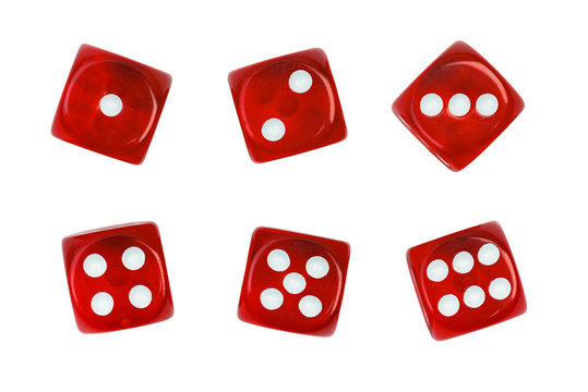 Set of red dice isolated