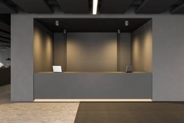 Gray reception table in modern office