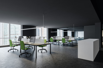 Gray open space office and meeting room