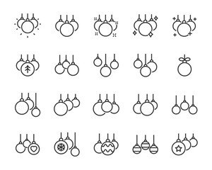 set of ornamental icons, decoration, light bulb