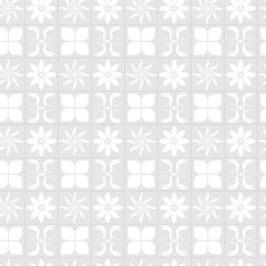 Vector gray and white abstract geometric graphic floral seamless pattern.