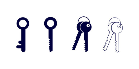 Set of keys on white background. Vector illustration 