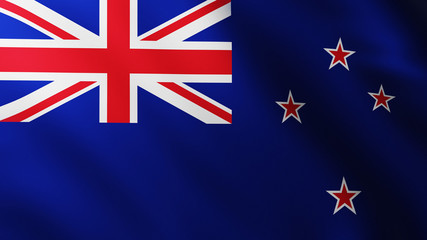 Large Flag of New Zealand background in the wind