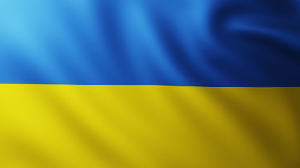 Large Ukrainian Flag background in the wind