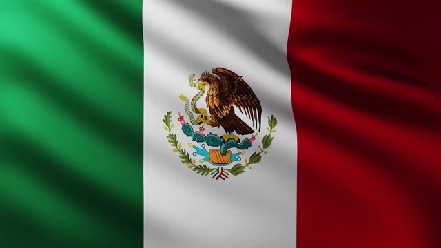 Large Flag of Mexico fullscreen background fluttering in the wind