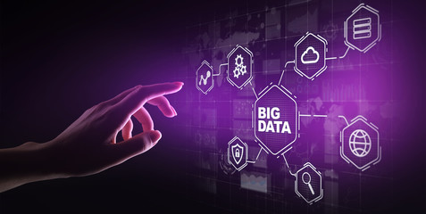 Big data analytics platform, business intelligence and modern technology concept on vitual screen.
