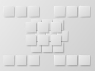 Vector 3D geometric white rectangle layered On a gray background