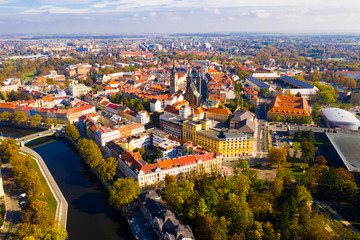 Aerial view on the city Hradec Kralove - obrazy, fototapety, plakaty