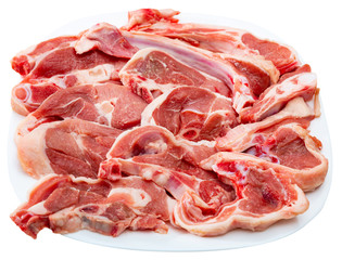 Raw mutton meat on plate