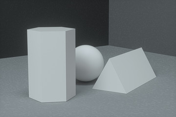 Delicate geometry with dark background, 3d rendering.