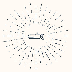 Grey Submarine icon isolated on beige background. Military ship. Abstract circle random dots. Vector Illustration