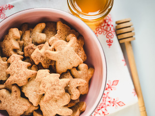 Fresh, fragrant homemade pastries. Close-up, side view. Tasty and healthy eating concept